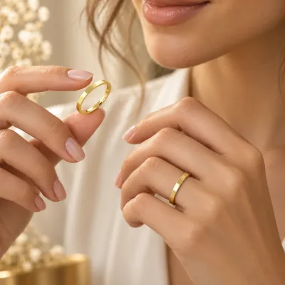 2 mm İçi Dolu Düz Klasik Kibrit Çöpü Sarı Altın Alyans