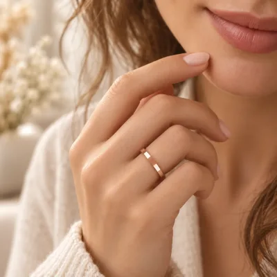 2 mm İçi Dolu Düz Klasik Kibrit Çöpü Rose Altın Alyans