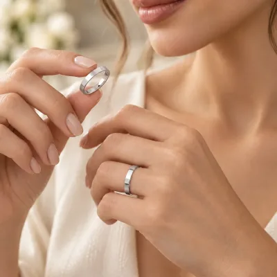 3 mm İçi Boş Kibrit Çöpü Beyaz Altın Alyans
