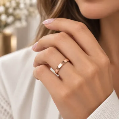 3 mm İçi Boş Düz Klasik Kibrit Çöpü Rose Altın Alyans