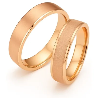 14 Ayar 5 mm Rose Altın Parlak & Mat Alyans Çifti