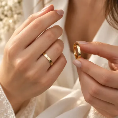 Dövmeli Tasarım Sarı Altın Çift Alyans 3 mm – 14 Ayar