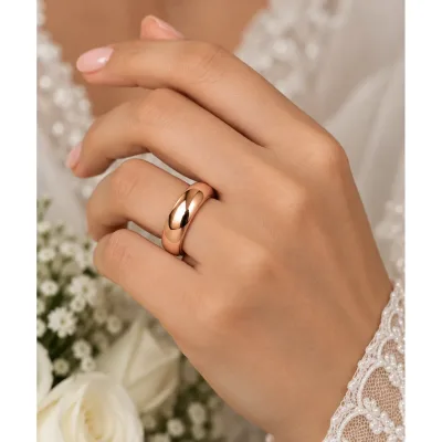 Klasik Bombeli Rose Altın Alyans 5 mm