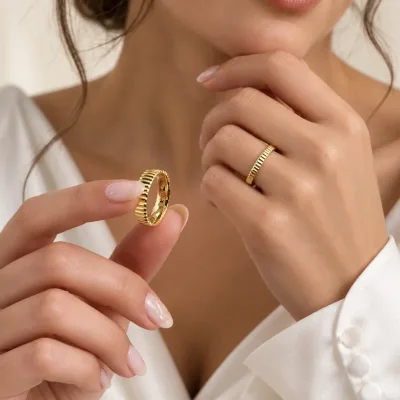 Sade Işıltı 3 mm & 4 mm Bombeli Sarı Altın Çift Alyans – 14 Ayar