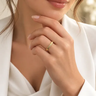 Sade Işıltı 3 mm & 4 mm Bombeli Sarı Altın Çift Alyans – 14 Ayar