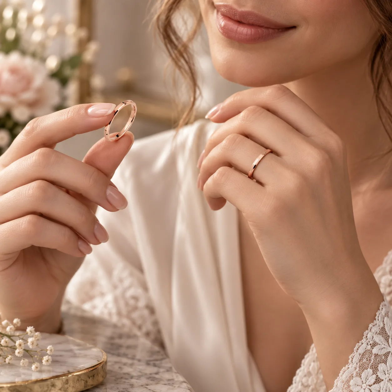 2 mm İçi Boş Düz Klasik Kibrit Çöpü Rose Altın Alyans görsel 1