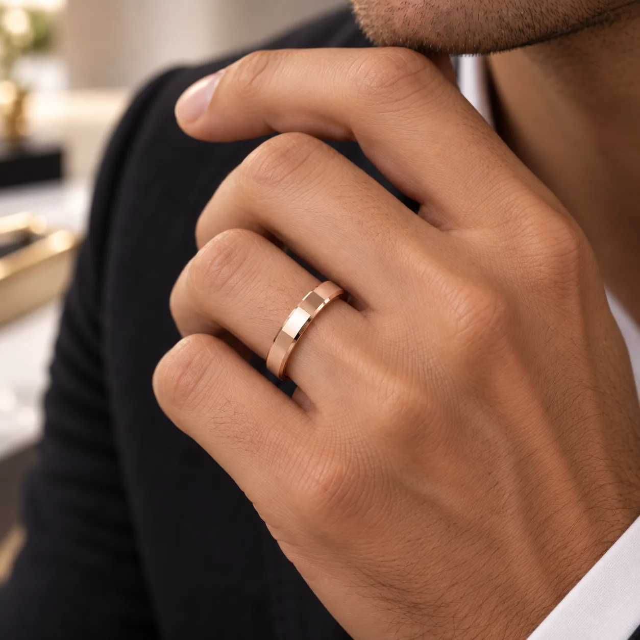 3 mm İçi Boş Düz Klasik Kibrit Çöpü Rose Altın Alyans görsel 3