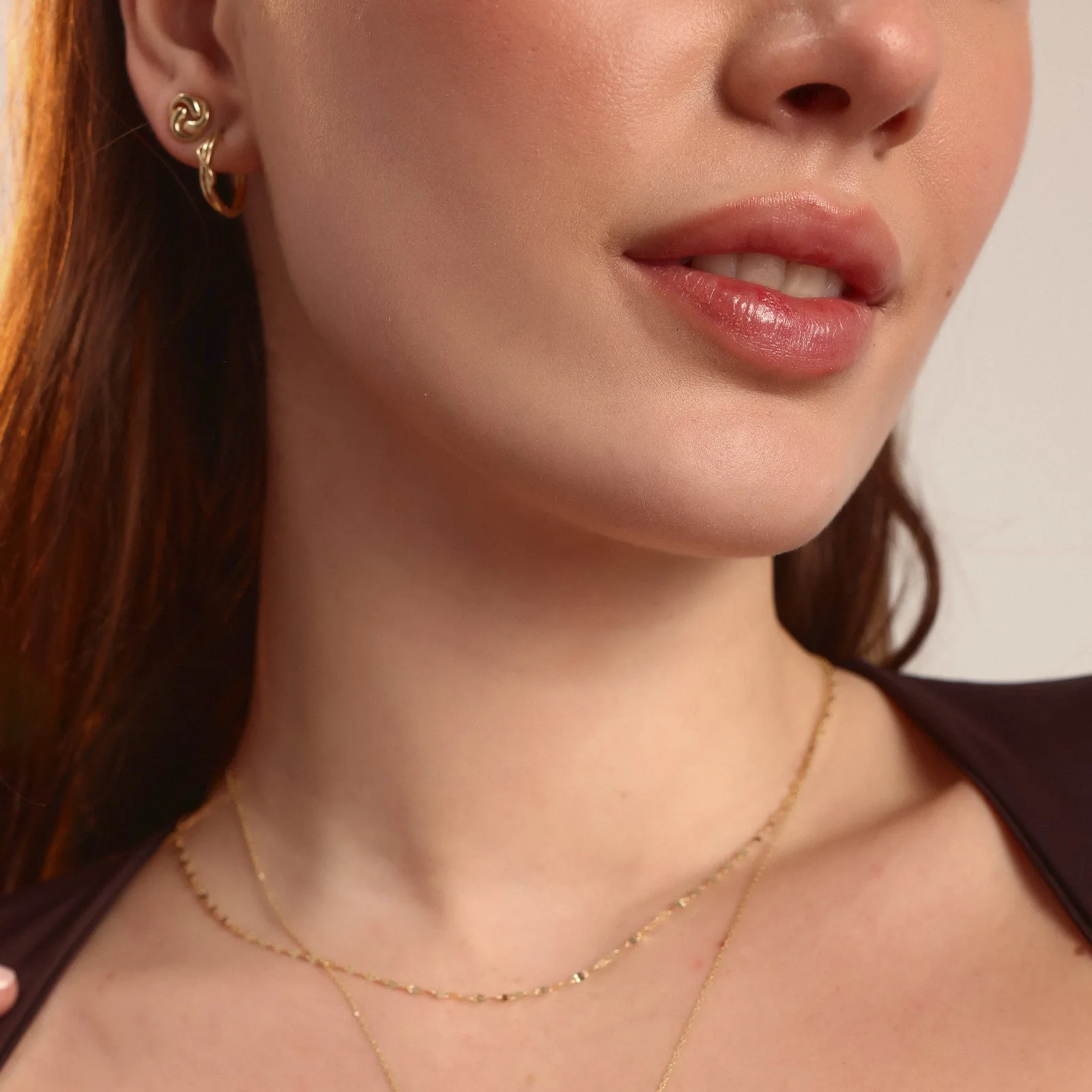 14 Ayar Düğüm Model Altın Küpe görsel 4